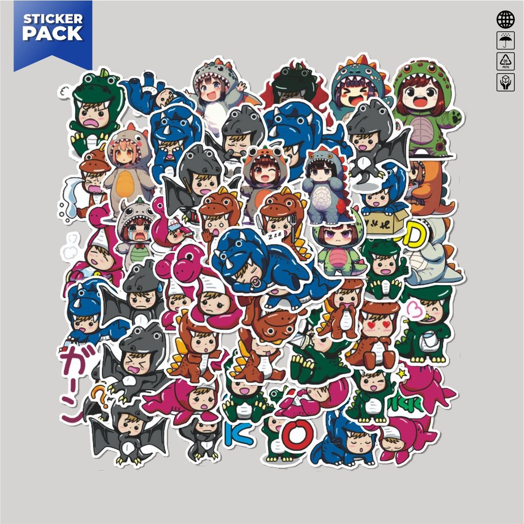 

[100PCS]Stiker Pack Stiker Funny Dinosaur [Dinosaurus Lucu] Aesthetic Vinyl Anti Air Dekorasi Sticker Laptop Buku Journal Koper Helm Casing HP Gitar Helm Skateboard