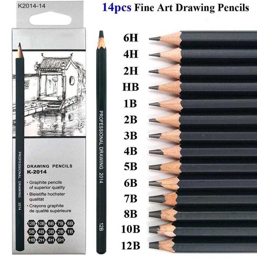 

14Pcs Professional Wooden Pencils Graphite Drawing Sketching Pencils Office School Supplies 12B 10B 8B 7B 6B 5B 4B 3B 2B 1B HB