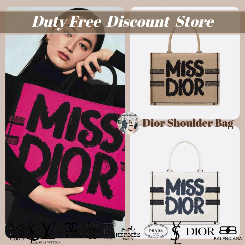 Baru DIOR Sedang Dior Buku Tote Bag Tas Tangan / Bahu / Tas Belanja untuk Wanita M1296Z Garansi Dua 