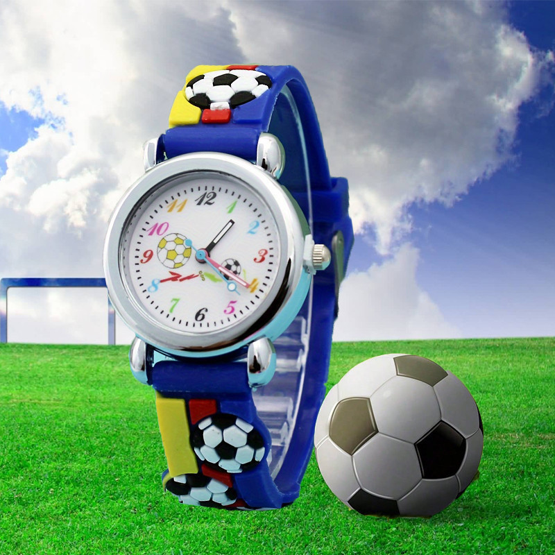 Anak-anak Jam Tangan Kuarsa Pemain Sepak Bola Jam Tangan Kartun Anak Laki-laki Jam Tangan Tali Silik