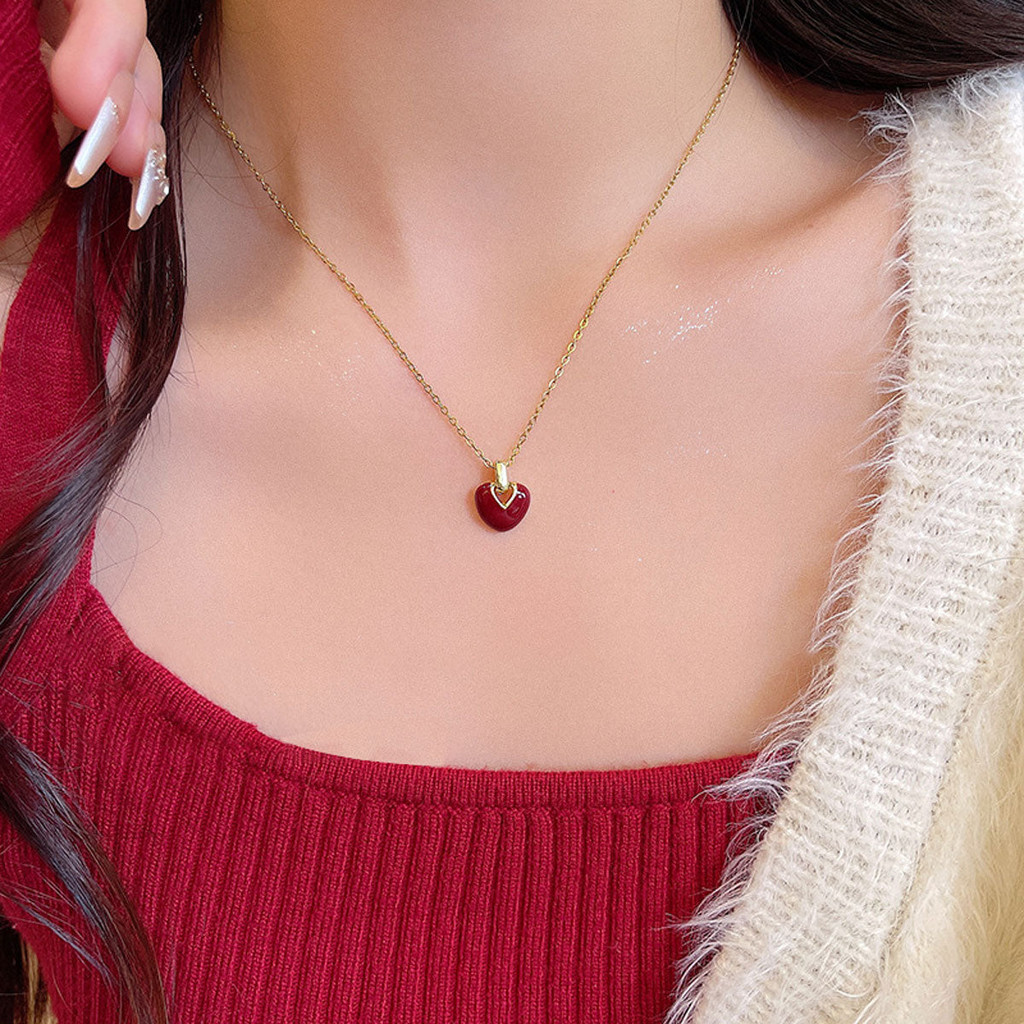 Necklace Ankola Red Heart Simple Love Clavicle XNX1633