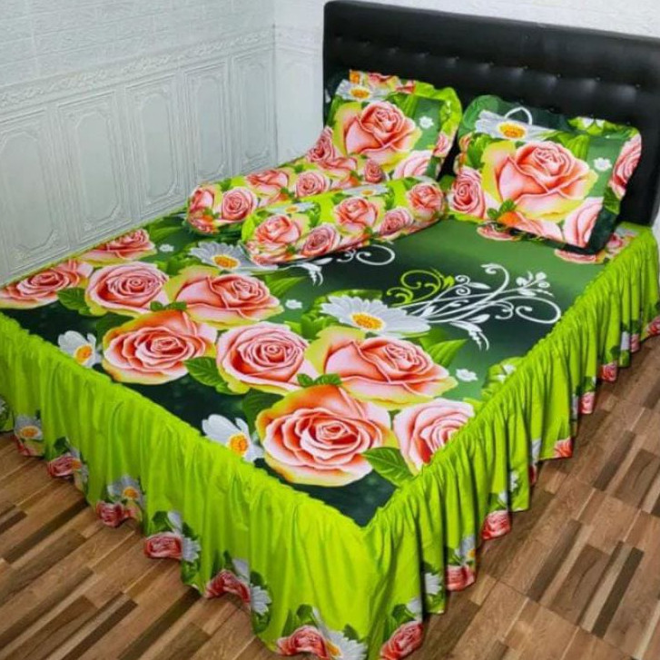 SPREI/SEPRAI RUMBAI MOTIF BUNGA CANTIK UKURAN 160X200/180X200/120X200 King Queen FREE SARBAN SARGUL