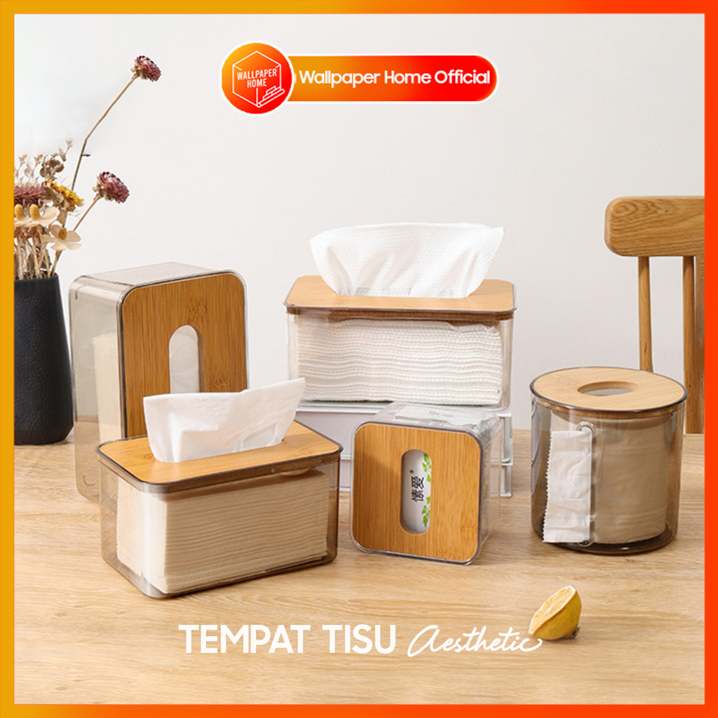Tempat Kotak Tisu Kayu Transparan Aesthetic  Tempat Tissue Kamar Mandi Dapur Modern