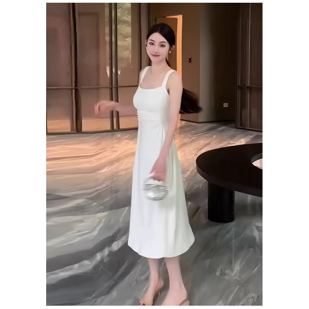 Hot Deals Meirong Baju Dress Putih Pantai Panjang Korea Style White Dress Santai Tanpa Lengan Well