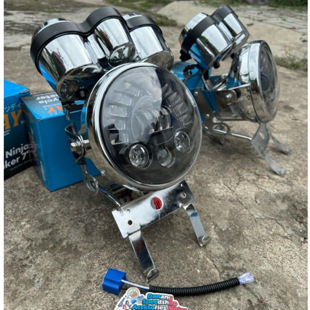 Lampu Sports Day 7 inch full Set Batok ninja Speedo ninja breket lampu ninja untuk pemakian shok dep