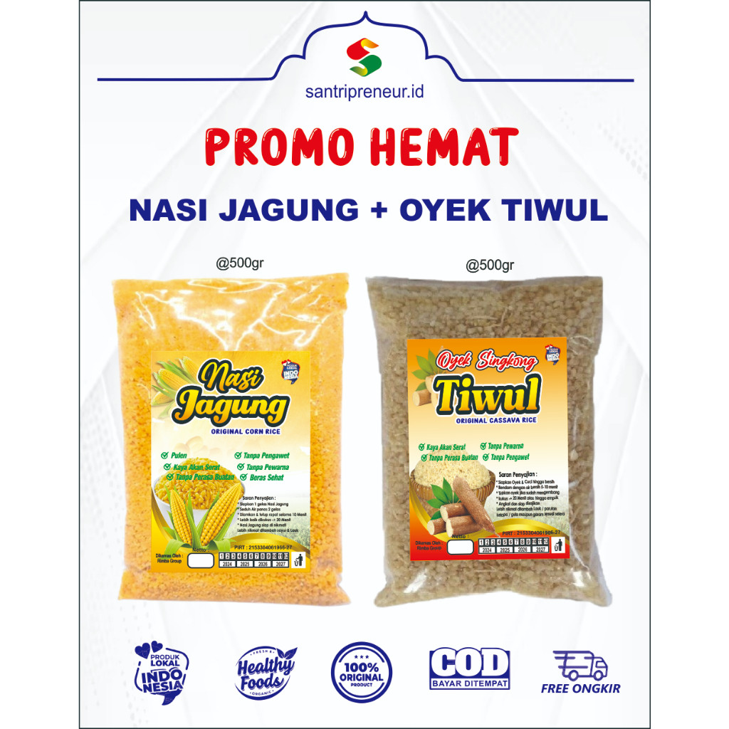 PAKET OYEK & NASI JAGUNG - 500gr Oyek + 500gr Nasi Jagung - PAKET HEMAT BISA BAYAR DI TEMPAT