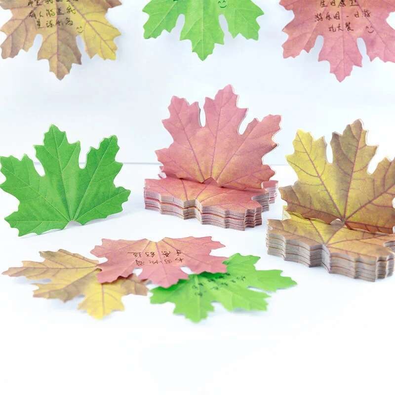 

1 Pieces Lytwtw's Cute Cartoon Maple Leaves Sticky Notes Stationery Sticker Memo Pad Planner Office School Supplies