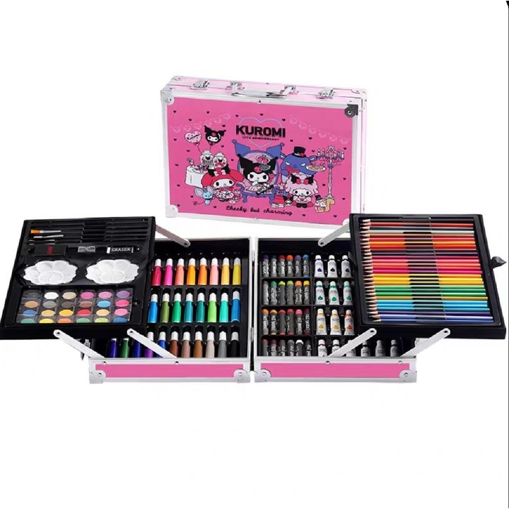 

Crayon Set 145pcs Koper Aluminium Besi Krayon Pensil Warna 145 Pcs Box Alat Lukis Anak Koper Set