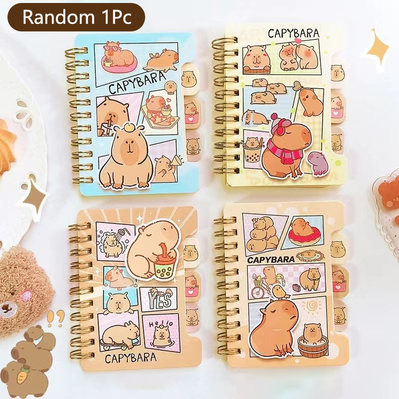 

1pc Portable Kawaii Coil Notebook Cartoon Capybara Journal Mini Notepad Diary Agenda Planner Kid Stationery Gift School Supplies