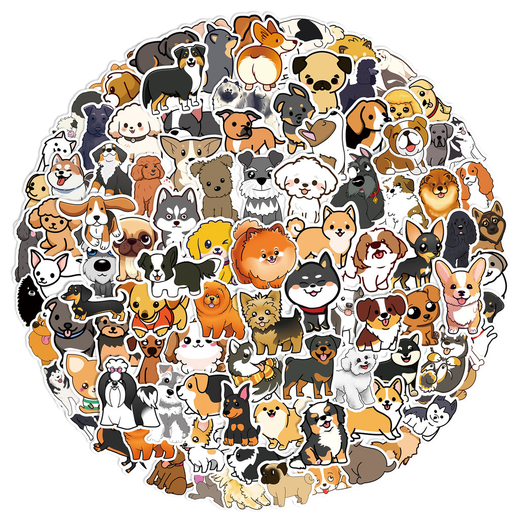 

100 Pcs Small Size Cute Dog Graffiti Stickers, Water Cup Stationery Box DIY Decorative Waterproof Stickers