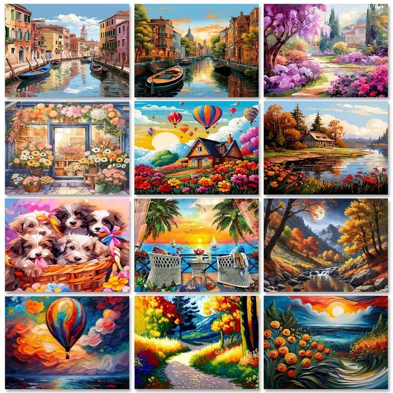 

CHENISTORY Paint By Number flower Drawing On Canvas DIY Pictures By Numbers Kits Scenery Hand Painted Painting Art Home Decor
