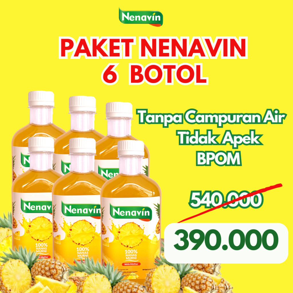 

Nenavin Cuka Nanas Original Lebih Hemat 6 Botol
