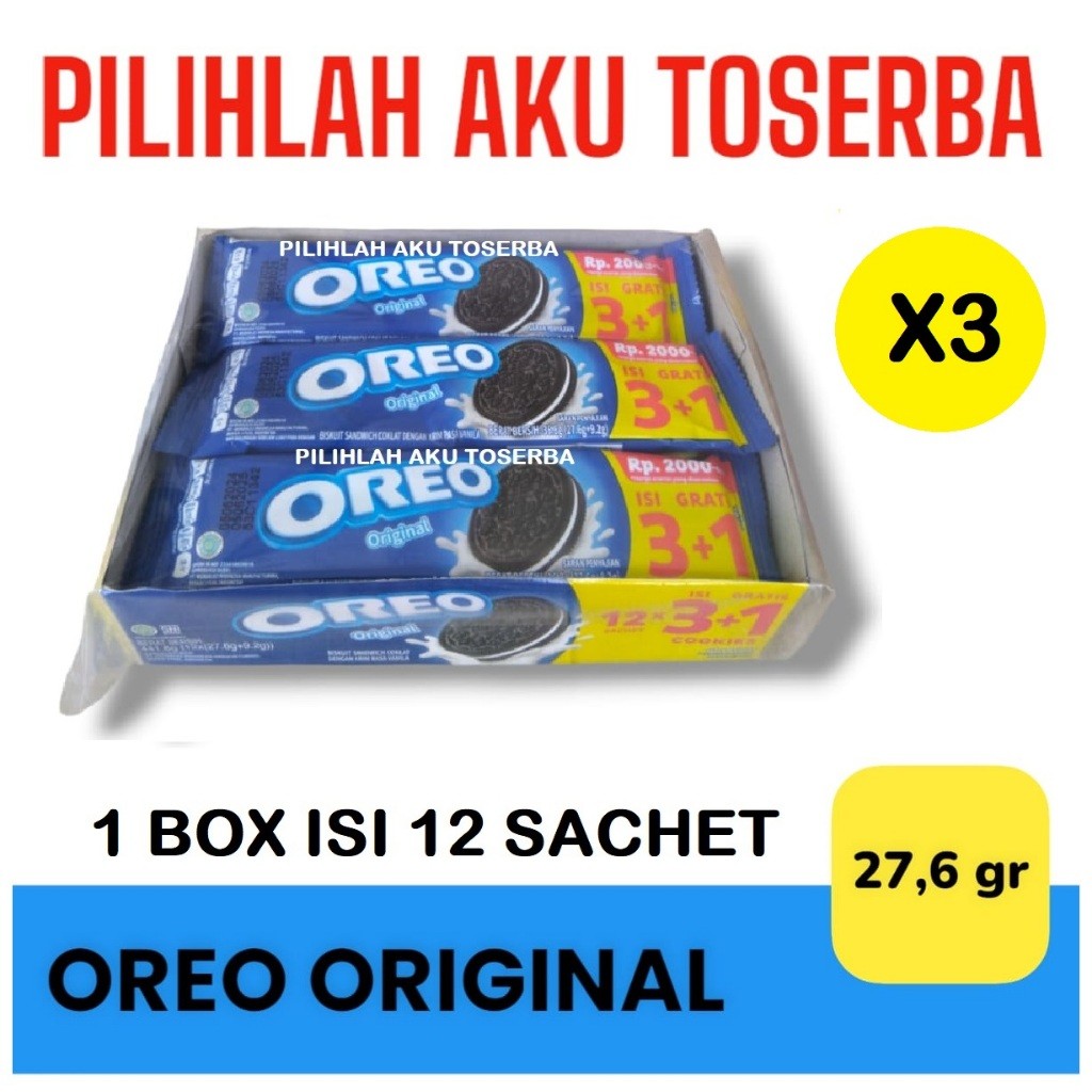 

Biskuit Oreo Original Krim Vanilla 12 x 27 gr ( HARGA 3 BOX )