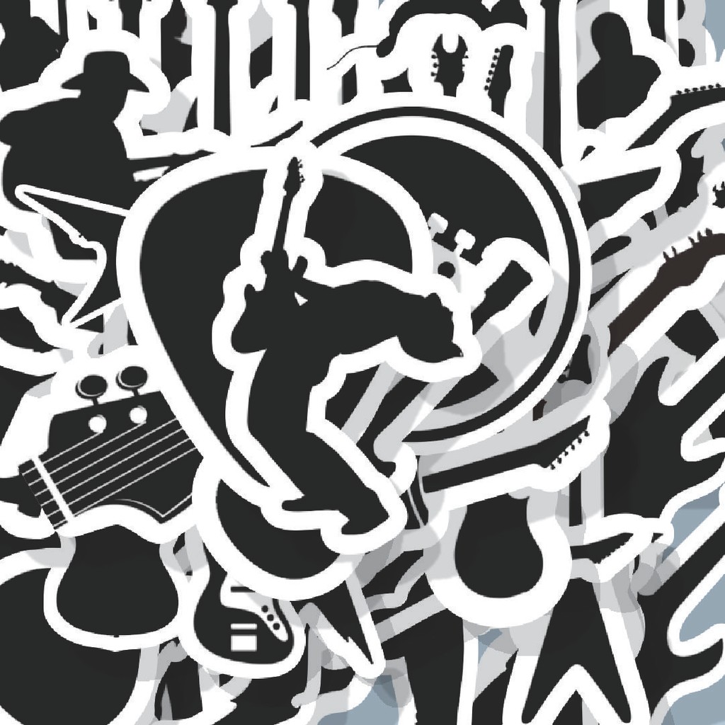 

100PCS Lucu Stiker People and Guitar Silhouette [Orang dan Siluet Gitar] Stiker Aesthetic Stiker Anti Air Stikers Berperekat Waterproof sticker decal buat Motor Helm Buku Journal Koper Casing HP Laptop Botol Minum Hadiah anak