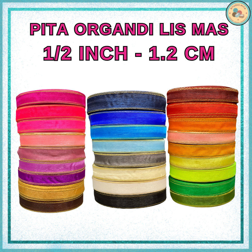 

Pita Organdi List Emas 1/2 inch (1,2 cm)