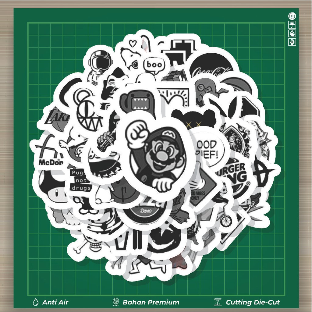

HOT 50 PCS STIKER Stiker Classic Black & White [Klasik Hitam & Putih] Stiker Fashion Cars Decal Dingin Kartu Album Custom Vinyl Anti Air- Sticker Aesthetic Buku Journal Koper Casing HP Tablet Laptop Helm Motor Botol Minum