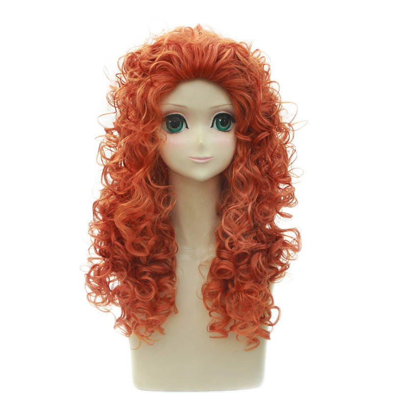 HAIRJOY Brave Merida Princess Cosplay Wig Synthetic Hair Long Curly Orange Lolita  Wigs