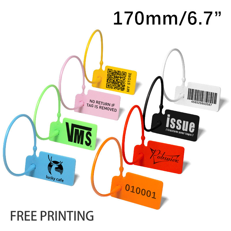 

100 Personalized Logo Hang Tag Disposable Custom Plastic Printed Garment Clothing Shoe Product Brand Size Label Tags 170mm/6.7