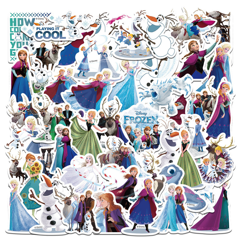 

50Pcs Cartoon Frozen Princess Graffiti Stickers Decor Guitar Luggage DIY Waterproof Stickers