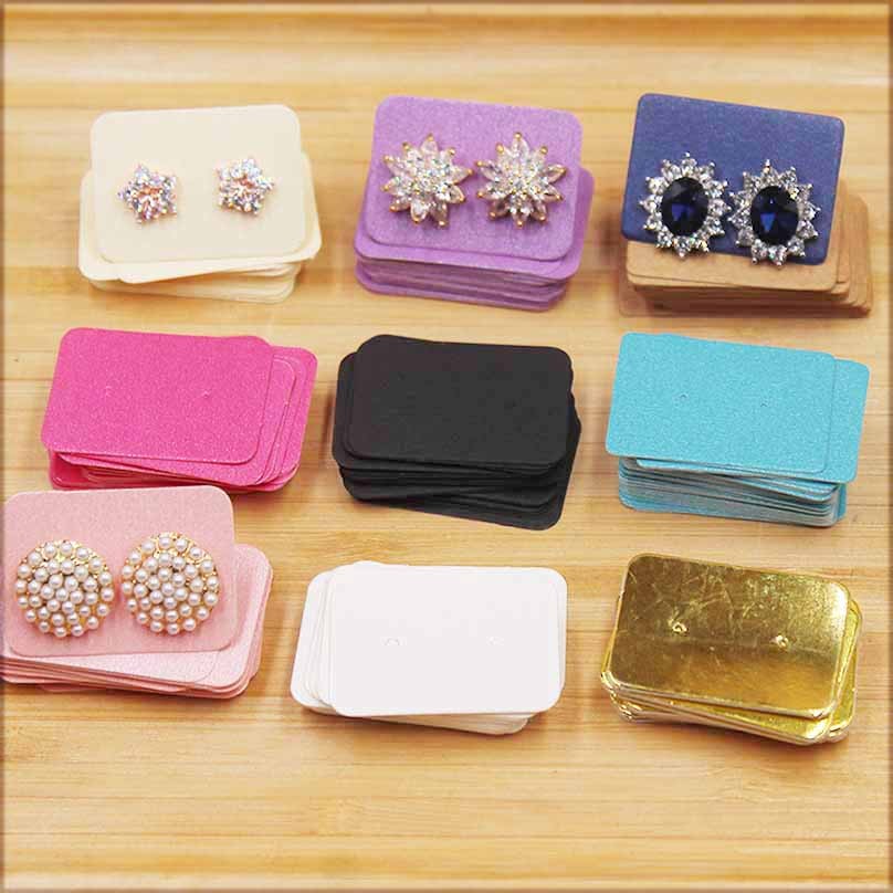 

Gift tag 100pcs colorful color 3.5x2.5cm earring paper package card DIY small stud earring card white kraft pink paper card
