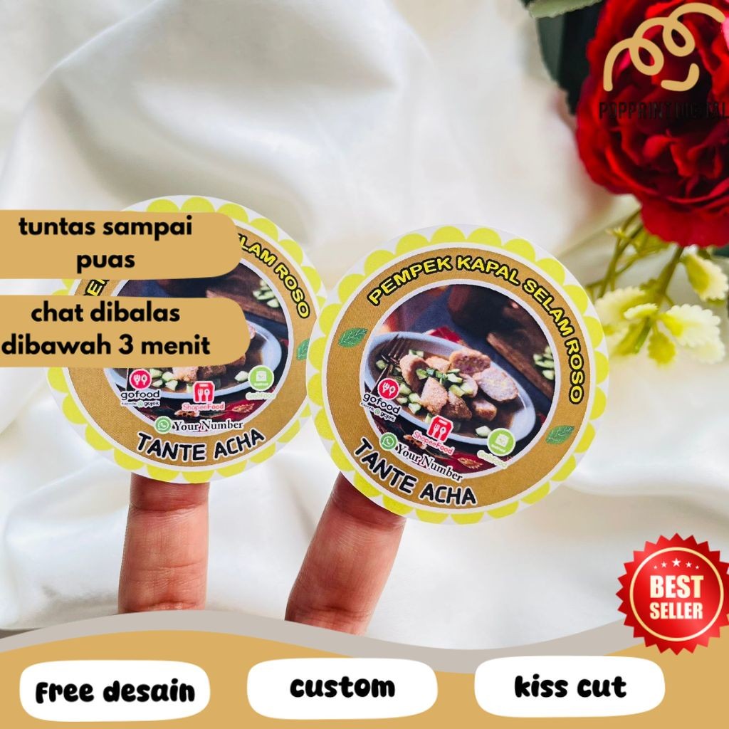 

PpD Sticker Chromo Bulat Edisi Pempek Tekwan Makanan Khas Palembang Free Desain Murah Uk.Kecil