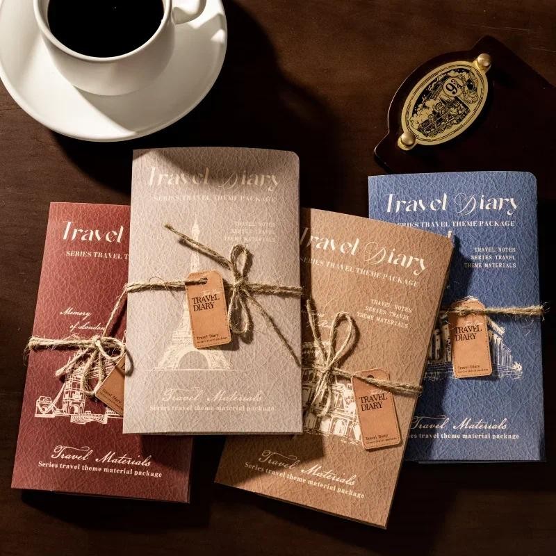 

44pcs/pack Travel Pads School Supplies Handbook Collage Memo diy handmade Writing Material paper Diary Notebooks 208*120mm