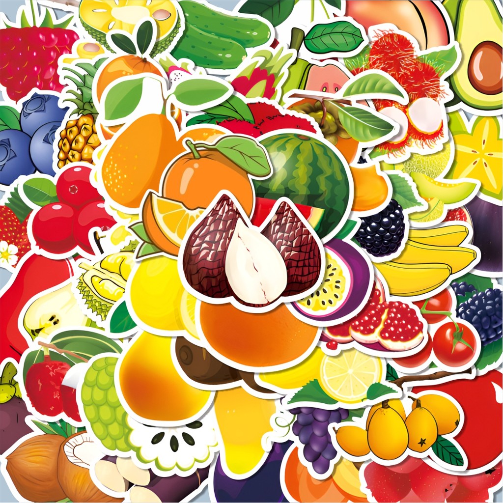 

100PCS Lucu Stiker Mix Fruits [Campuran Buah] Stiker Aesthetic Stiker Anti Air Stikers Berperekat Waterproof sticker decal buat Motor Helm Buku Journal Koper Casing HP Laptop Botol Minum Hadiah anak