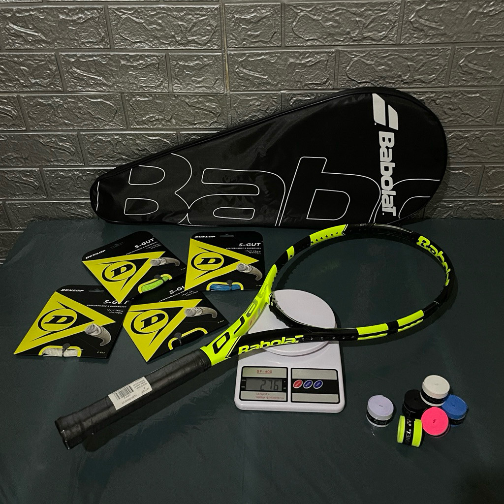 Ready Raket Tenis Lapangan premium + senar Dunlop s-gut +Tas
