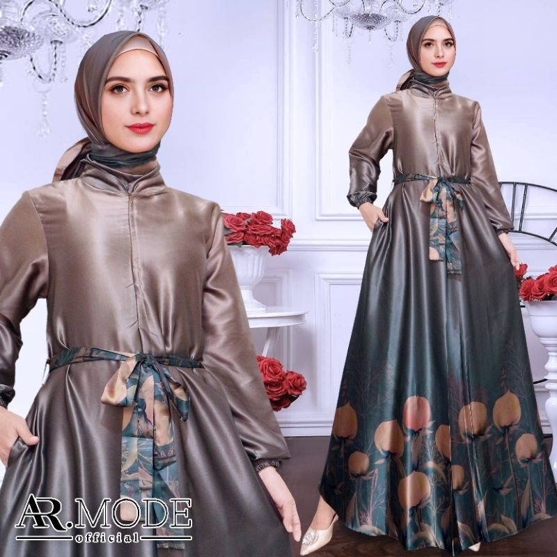 Gamis SET HIJAB Segi Empat Silk Allsize dan Jumbo