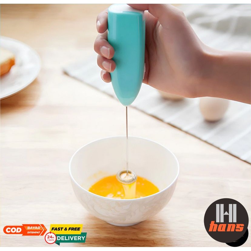 Pengocok Telur Mixer Tangan Mini Portabel Serbaguna Hand Frother Elektrik dengan Baterai