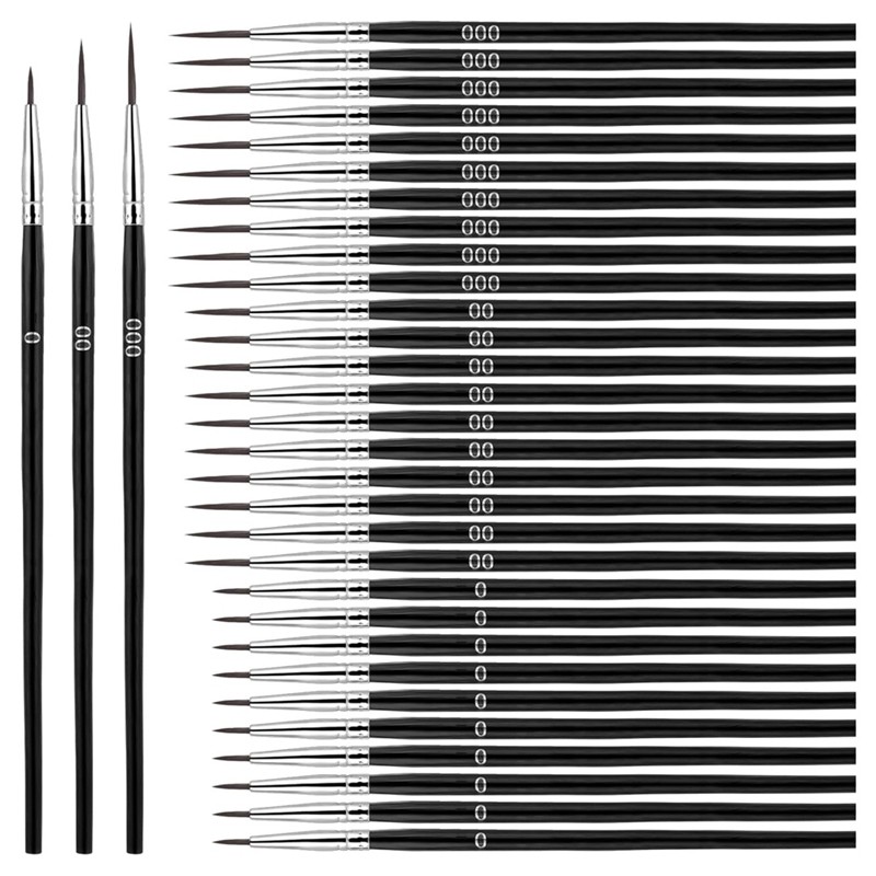 

30Pcs Detail Brushes, Fine Tip Paint By Number Brushes, 3 Sizes 0 00 00, Model Crafts Painting-ABSW