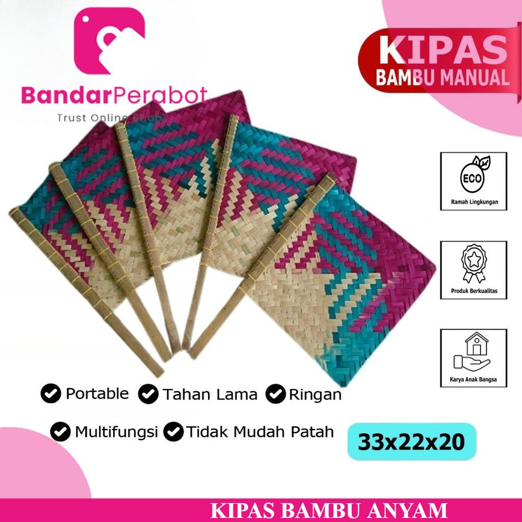 Kipas Bambu Anyaman Kipas Sate Manual Kipas Bambu Warna Anyaman Kipas Tangan