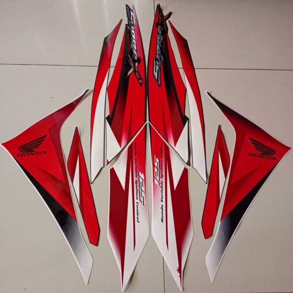 Striping Ori body Honda Supra X 125 fi helm in 2010 2011 2012 stiker bawaan original bodi honda supr