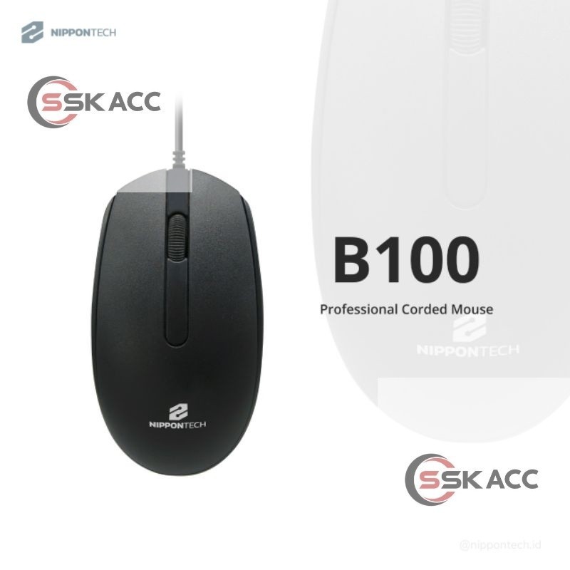 Mouse Wired Nippontech B100 - Panjang Kabel 1 Meter / Mouse USB B100 -KOMPUTER