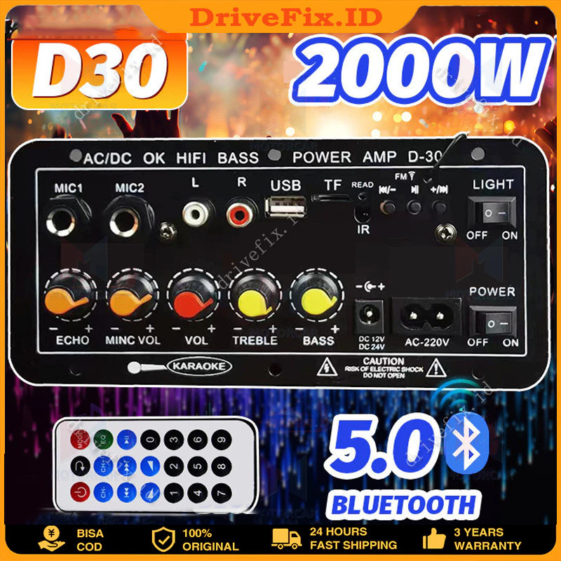 

【Kirim Sekarang】Amplifier Board Audio Bluetooth USB Radio TF DIY Subwoofer D5 D10 D30 Karaoke Power Stereo Bass Audio Karaoke FM Papan AW-322