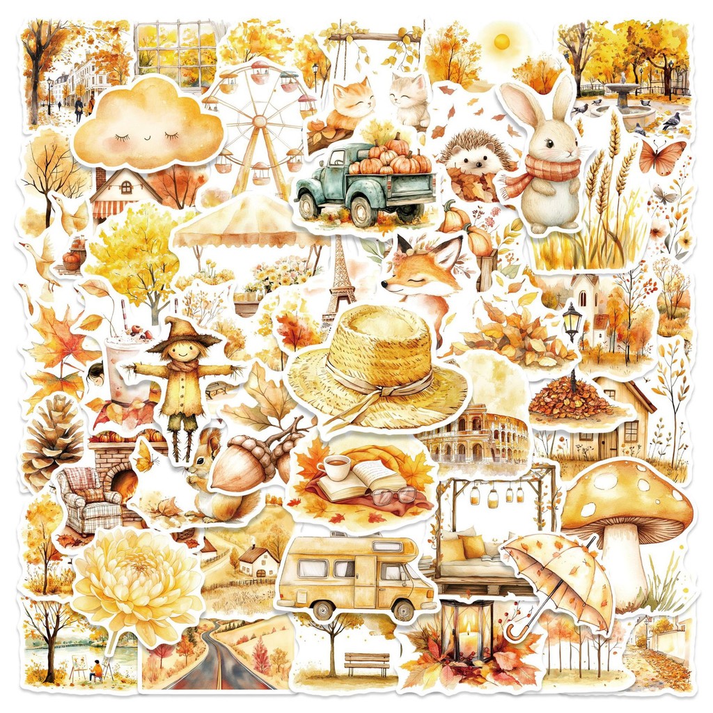 

10/50PCS Autumn Harvest Landscape Graffiti Stickers Warm Atmosphere Art Decals DIY Notebook Bike Phone Guitar Skateboard Sticker