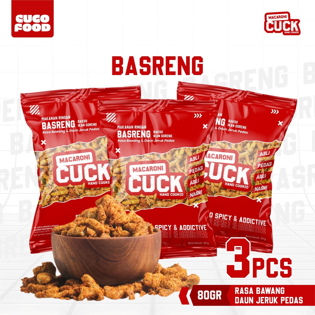 

Macaroni Cuck Basreng Pedas Daun Jeruk Pedas 3 pcs x 80 gr