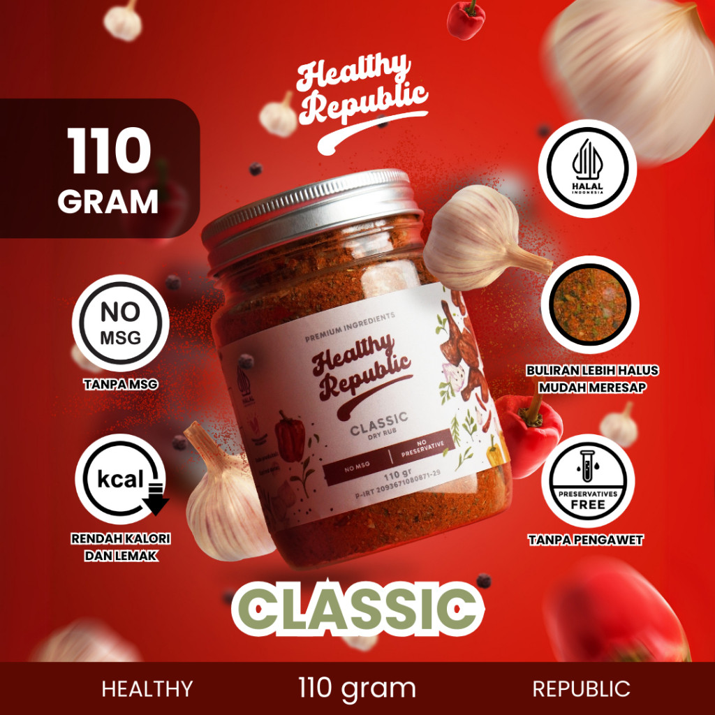 

Healthy Republic Bumbu Marinasi Tanpa MSG Serba Guna Rendah Kalori Rendah Lemak Spices 110Gram