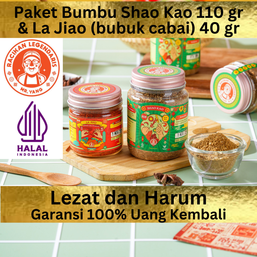 

Racikan Legendaris bumbu Shaokao Shao Kao 110 gram dan cabe 40 gram tabur marinasi panggang halal