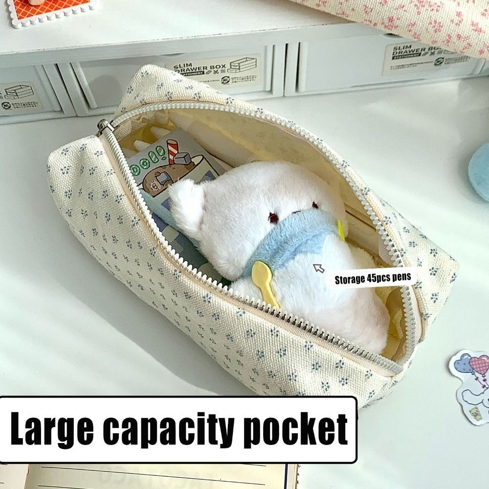 

High Quality Floral Print Pen Bag Large Capacity Multifunctional Stationery Bag Pencil Case Gift