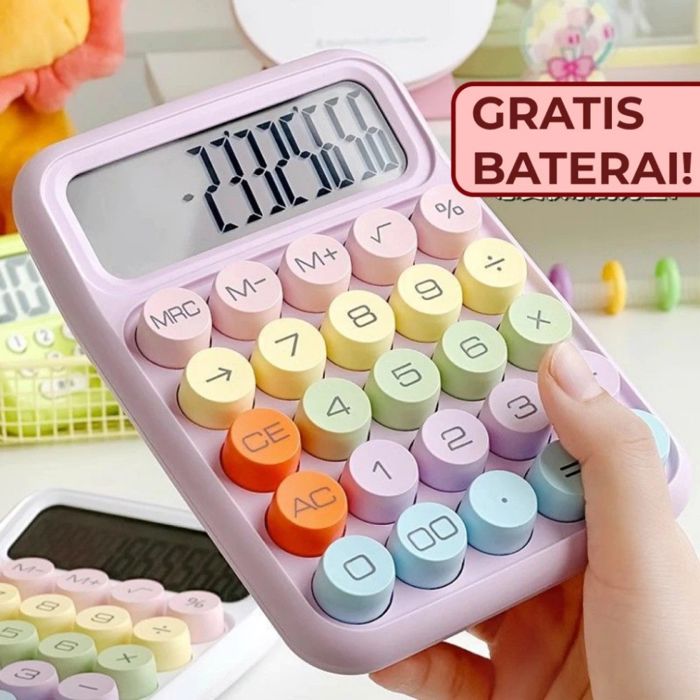 

Kalkulator lucu korea warna warni stationary kantor dopamine mini permen 12 digit