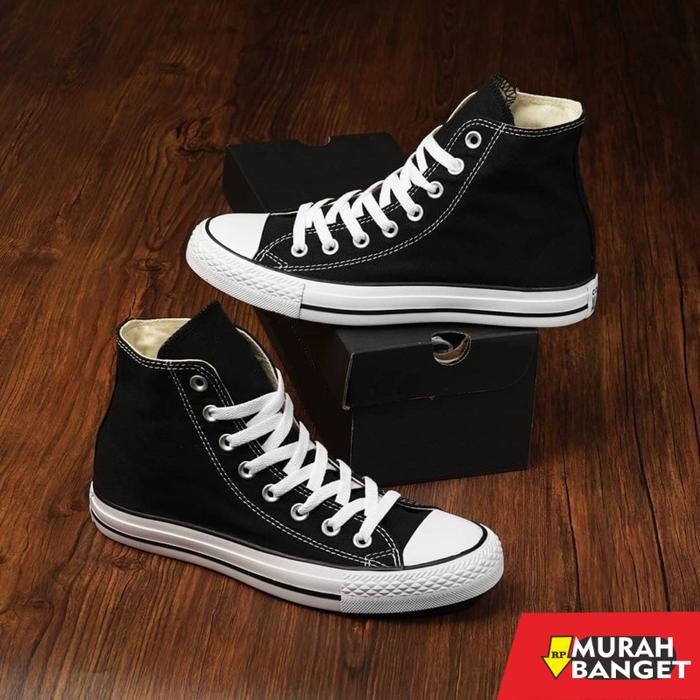 Sepatu Sneakers Convers Alstar Boot Hitam Kekinian Murah Bisa COD Casual Shoes Pria Snekers - HITAM 