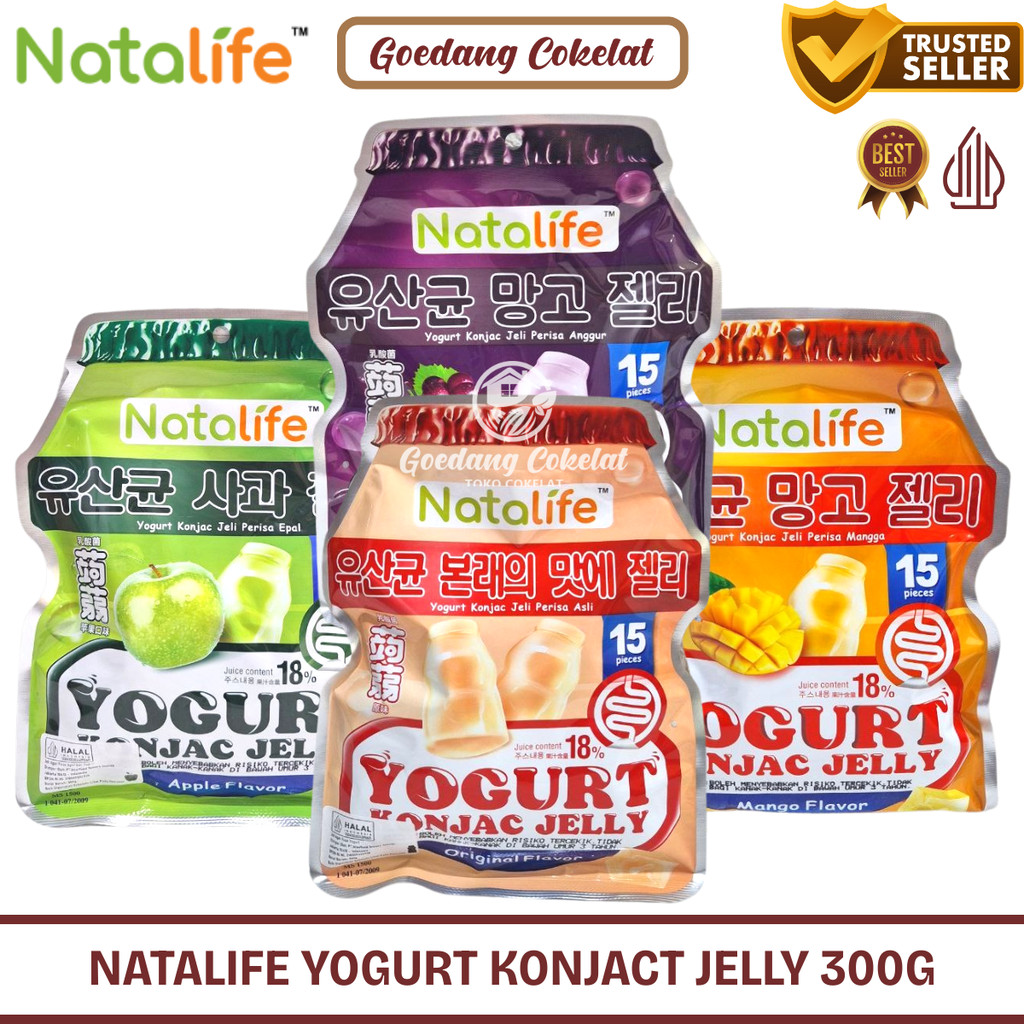 

Natalife Yogurt Ice Cream Konjac Jelly Rasa Buah Anggur Apel Mangga Original (20g x 15pcs) 300g