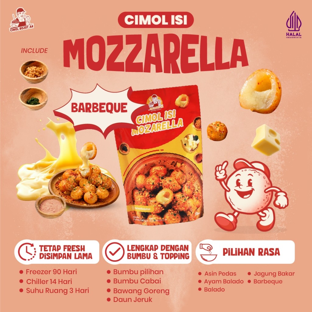 

Lecy.store2 Cimol Bojot AA Isi Mozzarella Rasa Barbeque Daun Jeruk