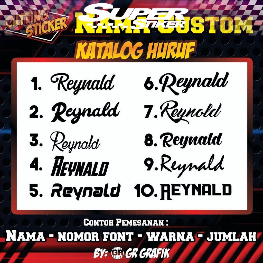 

Stiker Cutting Nama Custom/Stiker Nama Viral/Stiker Timbul Anti Air