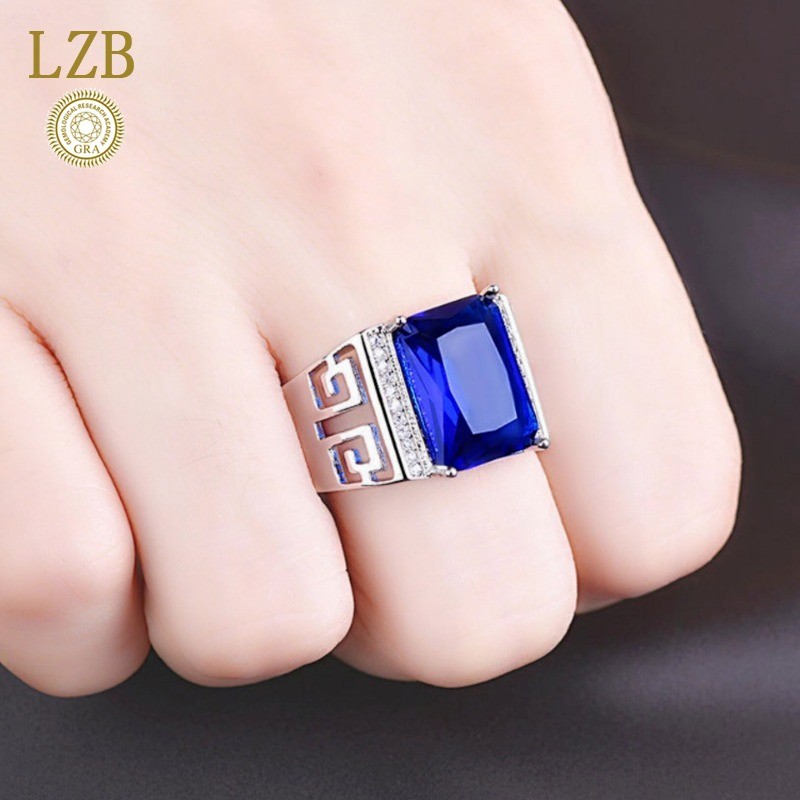 Cincin Pola Moissanite Safir Berlian Persegi Mewah Pria