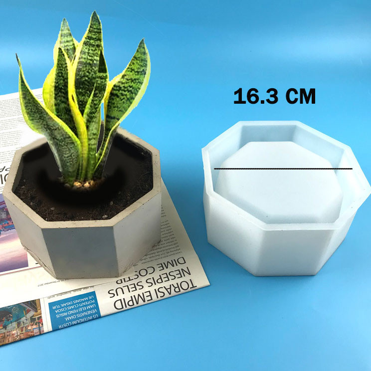 

Large Flower Pot Silicone Mold For DIY Hexagonal Concrete Potted Series Mirror Crystal Epoxy Clay Mold Home Decoration For Resin