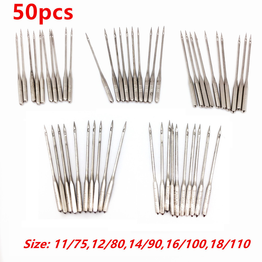 

50Pcs Vintage Household Sewing Machine Needles 11/75,12/80,14/90,16/100,18/110 Universal Home Sewing Needle Sewing Accessories