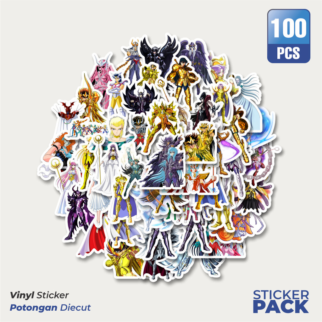 

100 PCS STIKER Stiker Anime Saint Seiya Character Mix 6 Waterproof Aesthetic- Untuk Laptop, Motor, dan Helm - Paper Stationery Pack