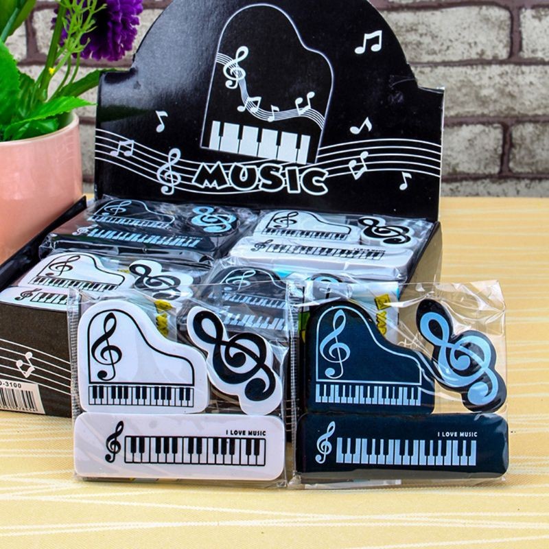 

3pcs/set Musical Piano Notes Rubber Pencil Eraser School Student Korean Stationery Correction Supplies For Kids Gifts